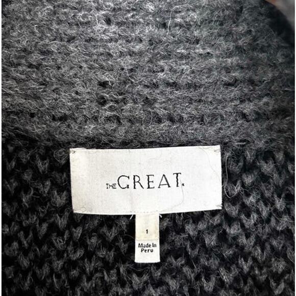 THE GREAT Gray Polka Dot Alpaca Wool Oversized Sweater Sz S - Picture 2 of 6